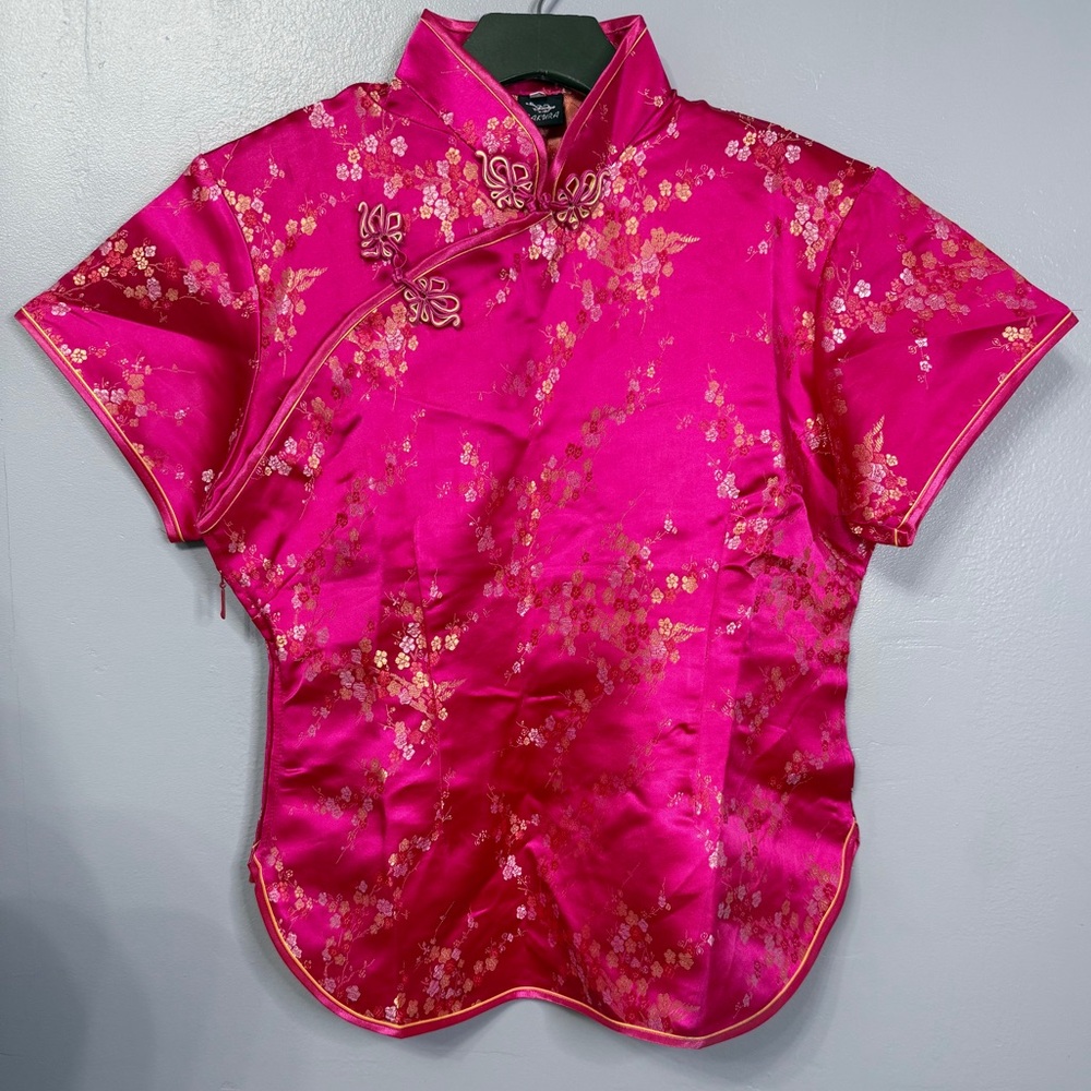 Sakura Vibrant Pink Satin Blouse